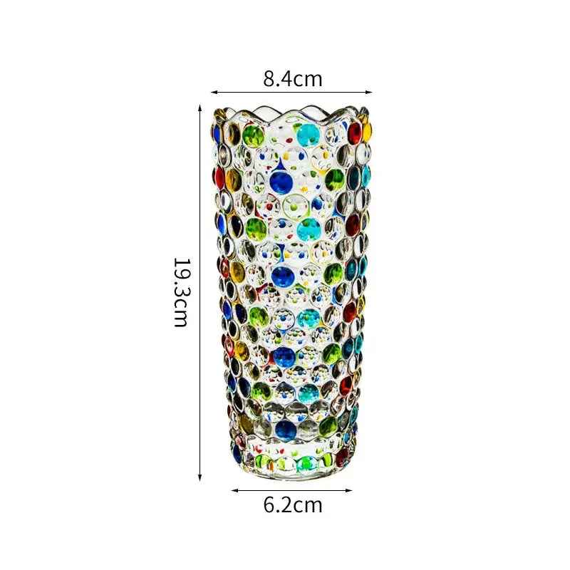 Mosaic rhinestone glass vase for living room desk decoration