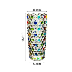 Mosaic rhinestone glass vase for living room desk decoration