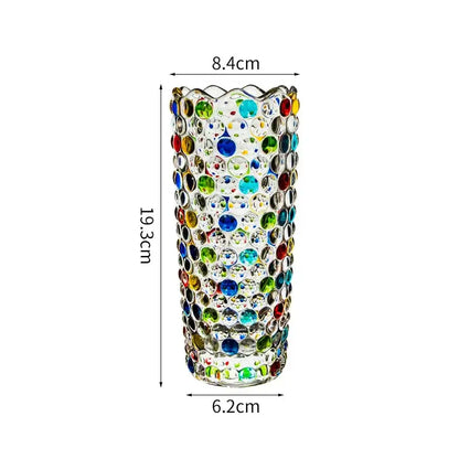 Mosaic rhinestone glass vase for living room desk decoration