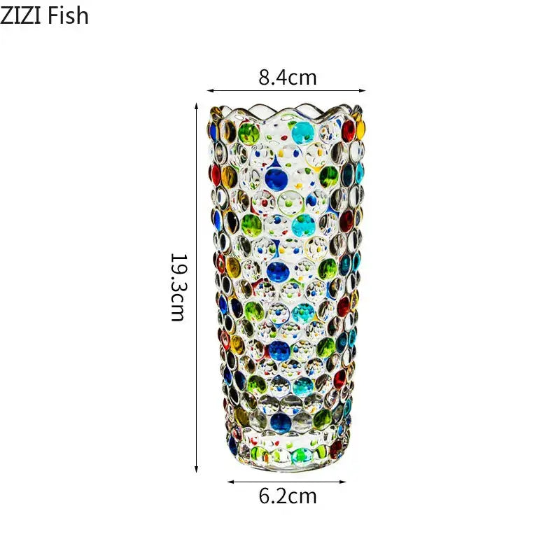 Mosaic rhinestone glass vase for living room desk decoration