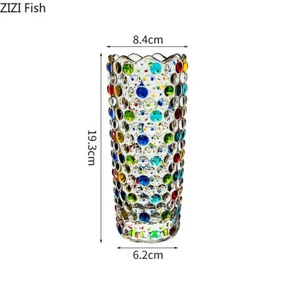Mosaic rhinestone glass vase for living room desk decoration