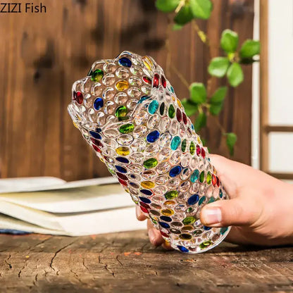 Mosaic rhinestone glass vase for living room desk decoration