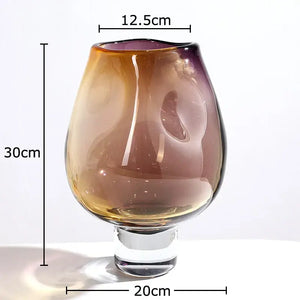 Amber & teal gradient glass vase hydroponics – living room decor