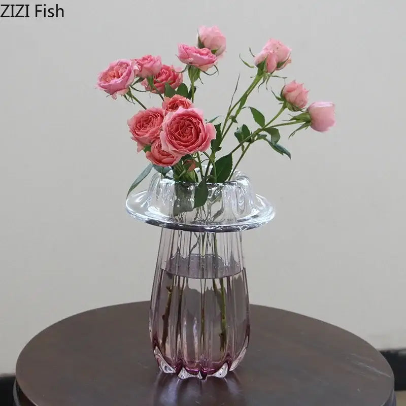 Fluted clear glass vase hydroponics table decor for dining room