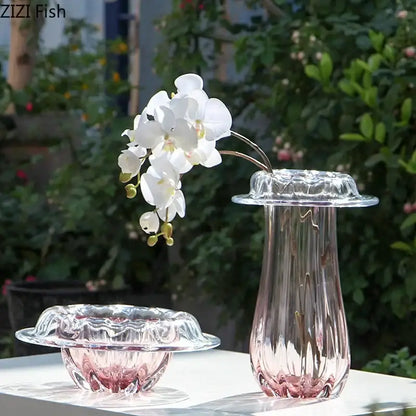Fluted clear glass vase hydroponics table decor for dining room