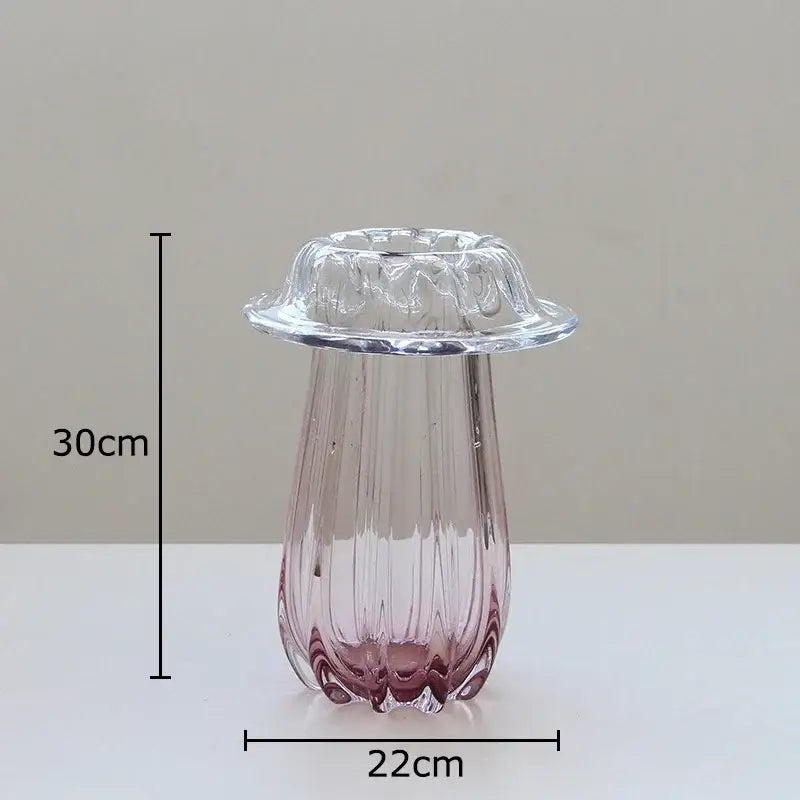 Fluted clear glass vase hydroponics table decor for dining room