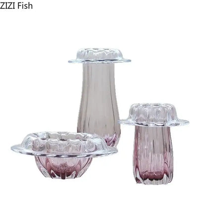 Fluted clear glass vase hydroponics table decor for dining room