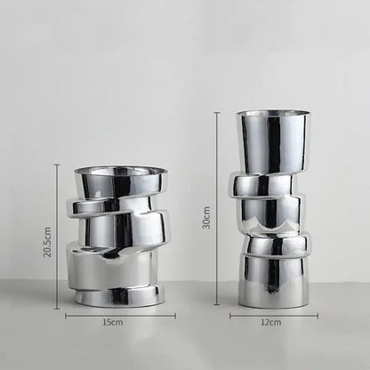Modern chrome twist shape glass vase living room hydroponic decor