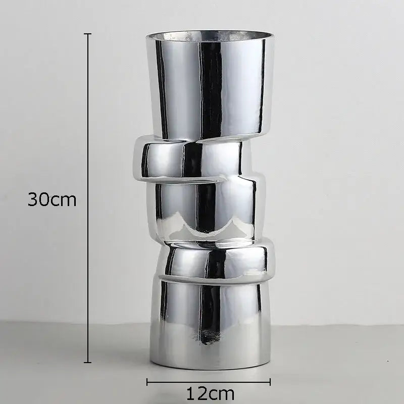 Modern chrome twist shape glass vase living room hydroponic decor