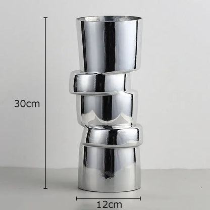 Modern chrome twist shape glass vase living room hydroponic decor