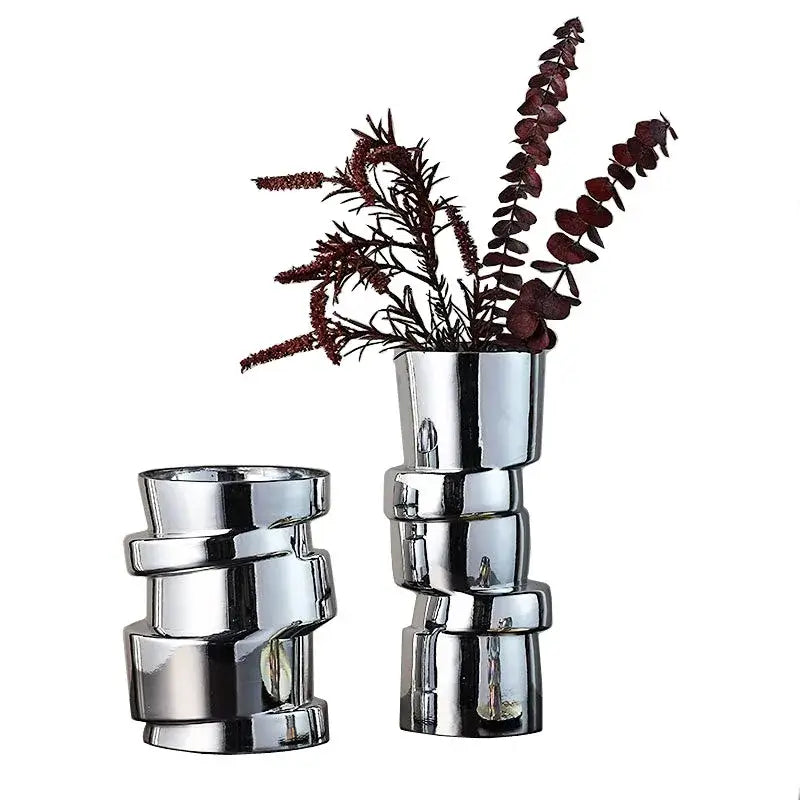 Modern chrome twist shape glass vase living room hydroponic decor