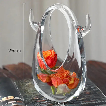 Modern horned glass vase terrarium living room floral decor