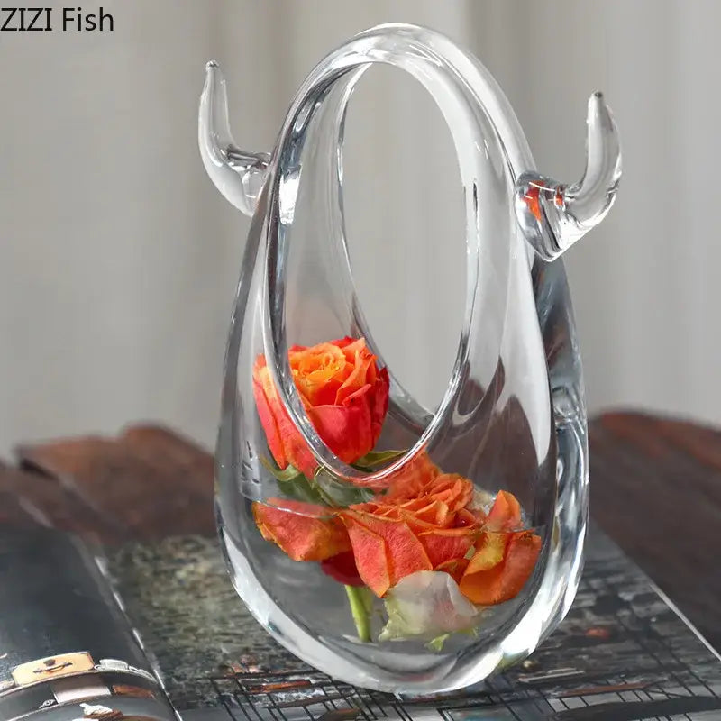 Modern horned glass vase terrarium living room floral decor