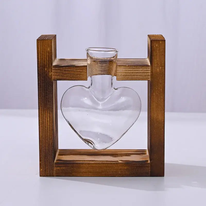 Rustic heart hydroponic plant glass vase living room decor