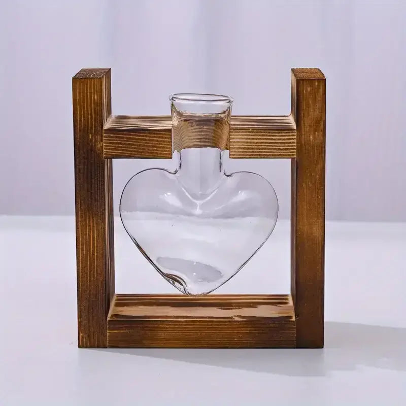 Rustic heart hydroponic plant glass vase living room decor