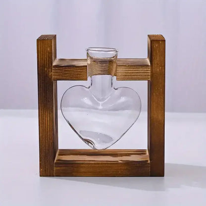 Rustic heart hydroponic plant glass vase living room decor