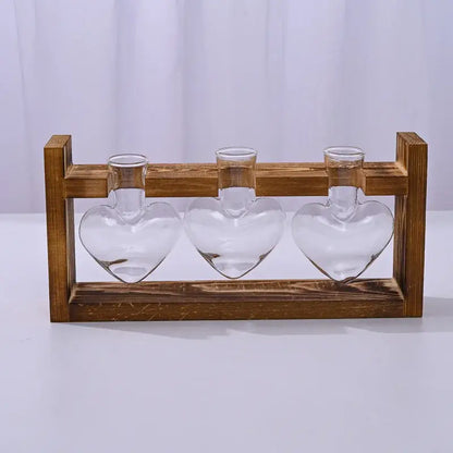 Rustic heart hydroponic plant glass vase living room decor