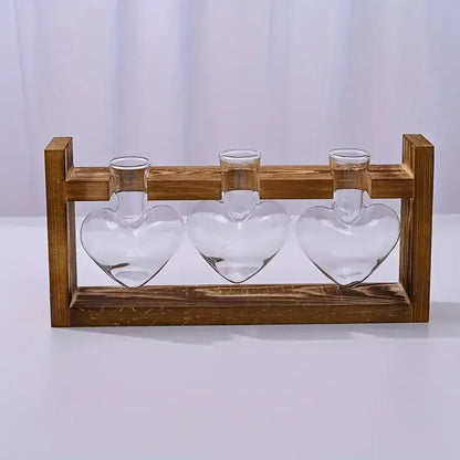 Rustic heart hydroponic plant glass vase living room decor