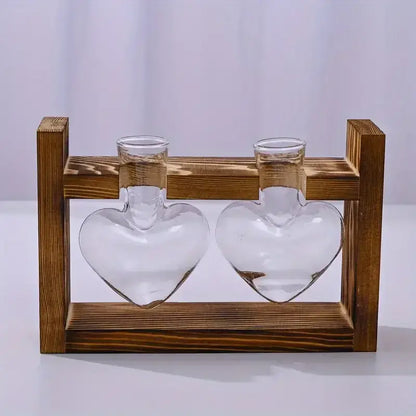 Rustic heart hydroponic plant glass vase living room decor