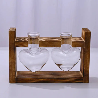 Rustic heart hydroponic plant glass vase living room decor