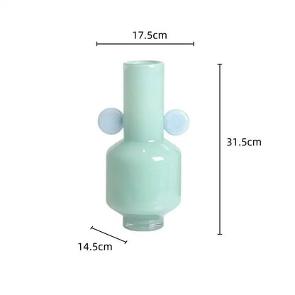 Blue & pink glass vase living room floral accessory