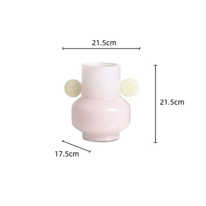 Blue & pink glass vase living room floral accessory