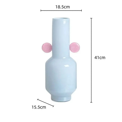 Blue & pink glass vase living room floral accessory
