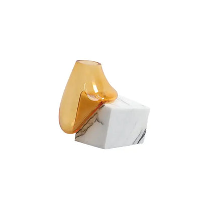 Modern amber glass vase with marble base living room decor