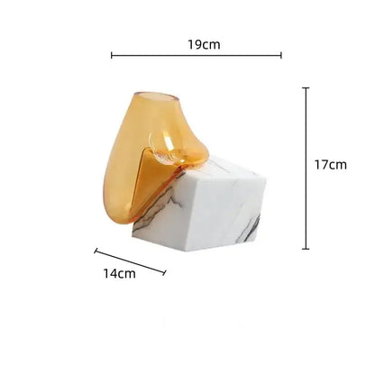 Modern amber glass vase with marble base living room decor