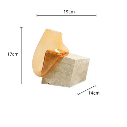 Modern amber glass vase with marble base living room decor