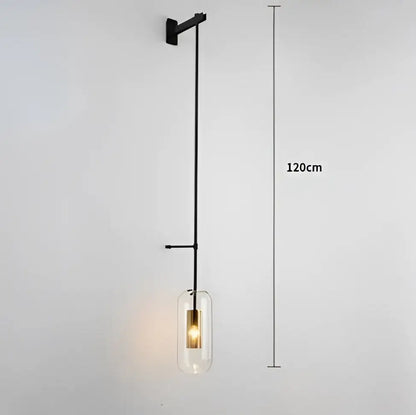 Modern brass & black glass wall art light for living room