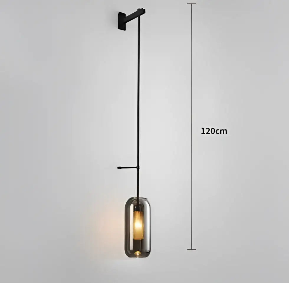 Modern brass & black glass wall art light for living room