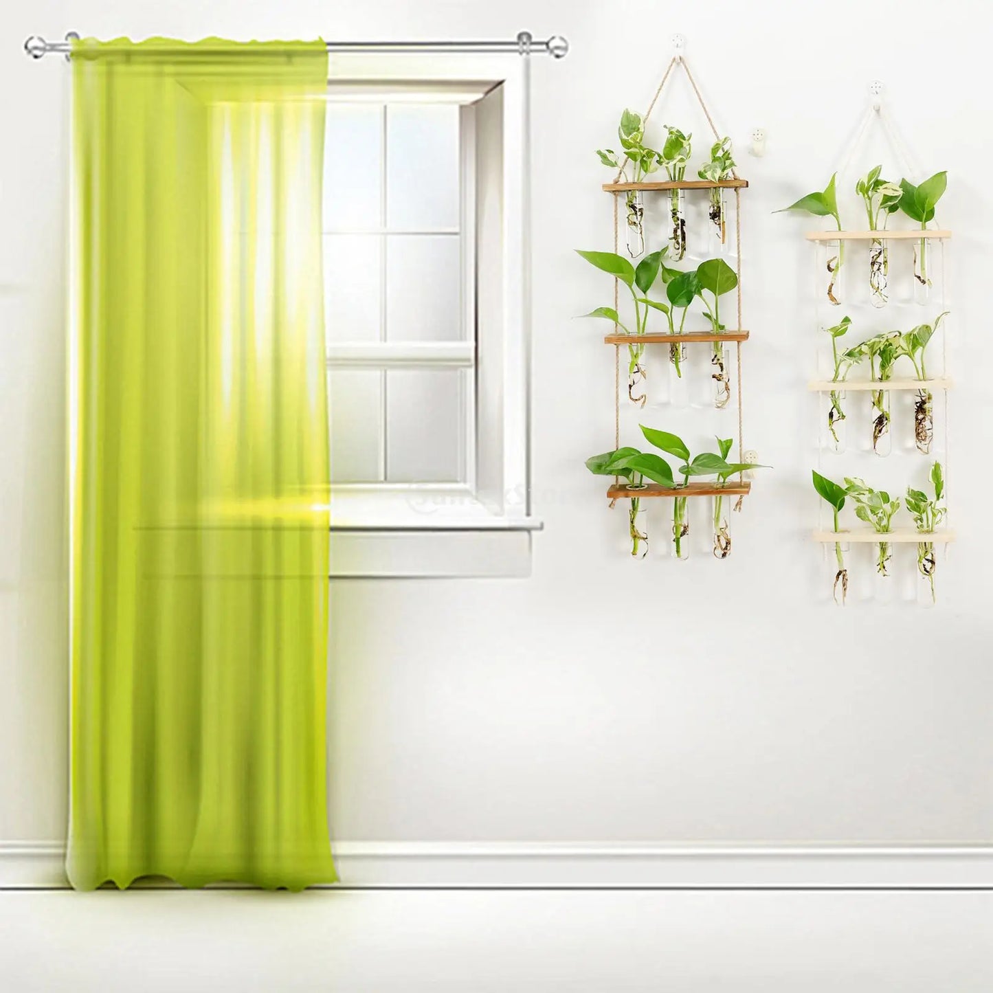 DecorBites™ Glass Wall Hanging Planters with Wooden Holder