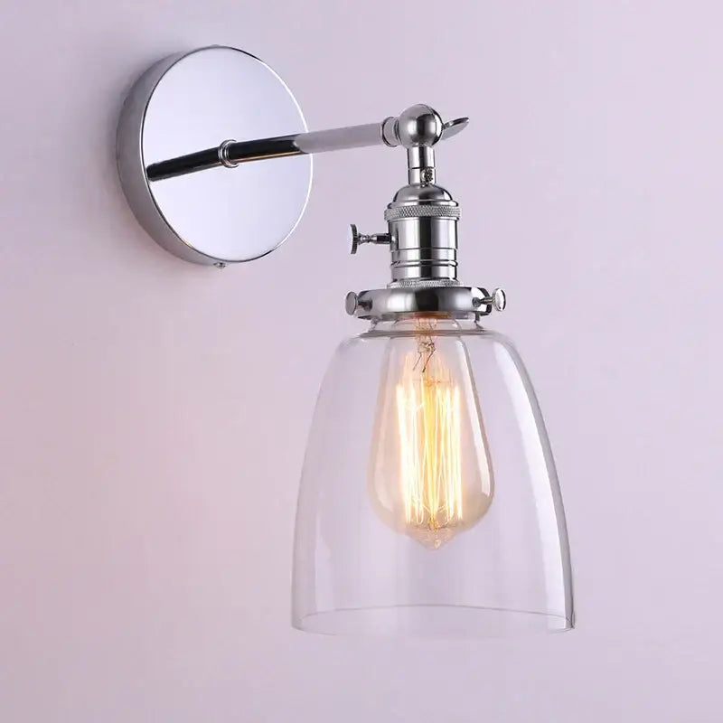 Vintage antique bronze glass wall lamp bedroom edison sconce