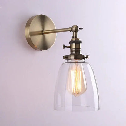 Vintage antique bronze glass wall lamp bedroom edison sconce