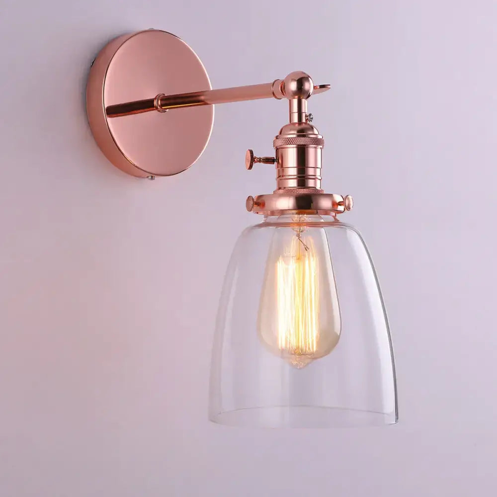 Vintage antique bronze glass wall lamp bedroom edison sconce