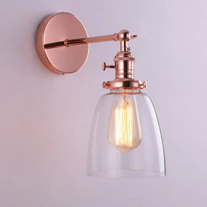 Vintage antique bronze glass wall lamp bedroom edison sconce