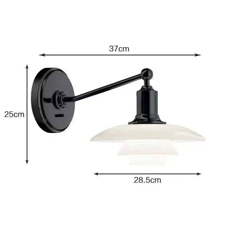 Danish chrome glass wall lamp for living room with stacked shades