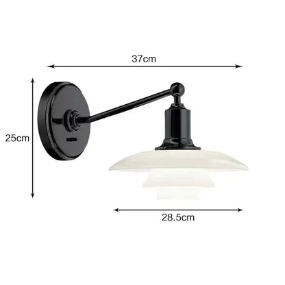 Danish chrome glass wall lamp for living room with stacked shades