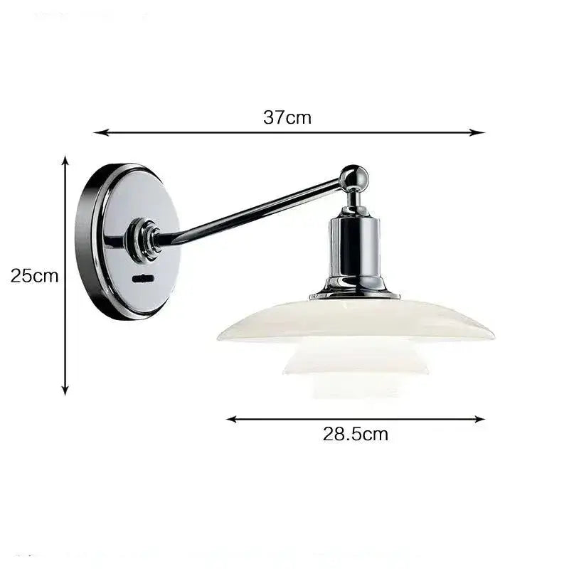 Danish chrome glass wall lamp for living room with stacked shades