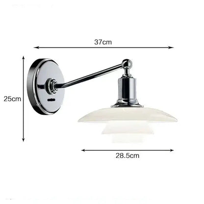 Danish chrome glass wall lamp for living room with stacked shades
