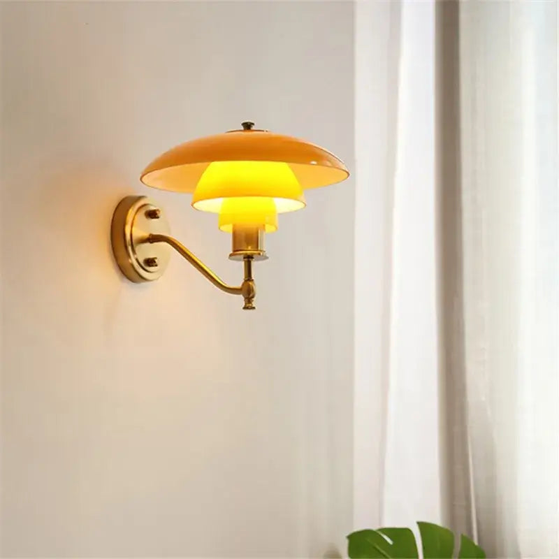 Danish chrome glass wall lamp for living room with stacked shades