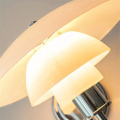Danish chrome glass wall lamp for living room with stacked shades