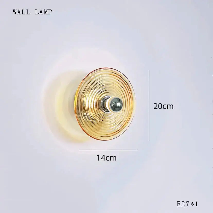 Modern gold ridged glass wall lamp for living room