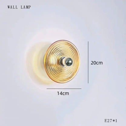 Modern gold ridged glass wall lamp for living room