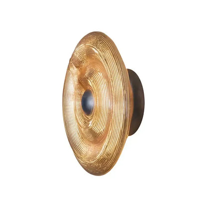 Modern gold ridged glass wall lamp for living room