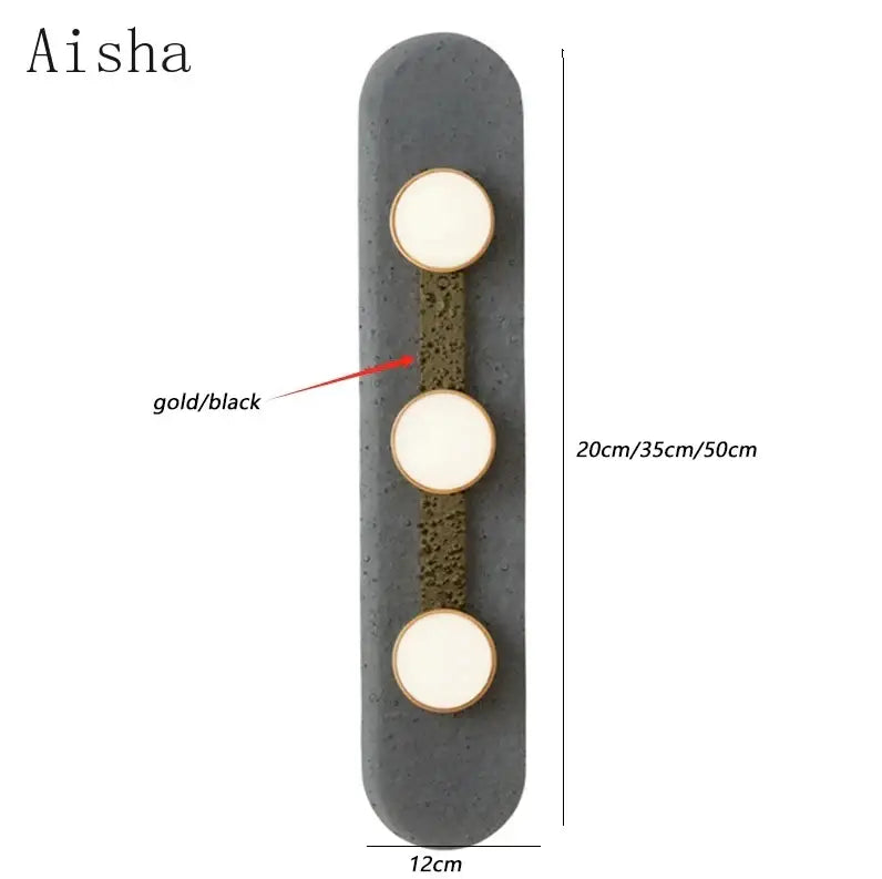 Modern minimalist black glass wall lamp bedroom triple circle light