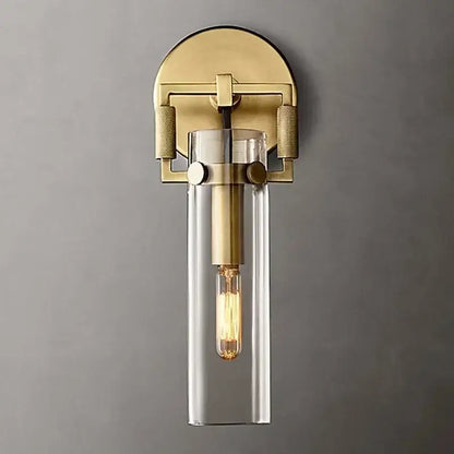 Industrial gold glass wall lamp for bedroom with exposed bulb