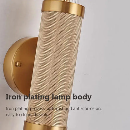 Modern gold textured glass wall lamp living room led light