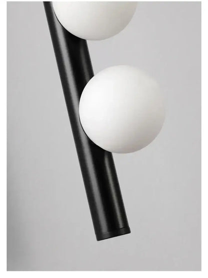Modern black glass wall lamp for living room with five spheres